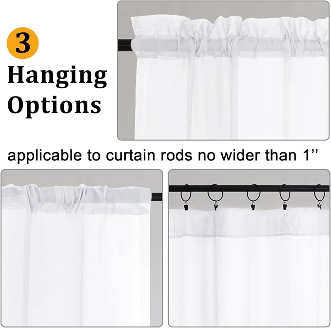 Gwine White Sheer Curtains 108 Inches Long - Image 4