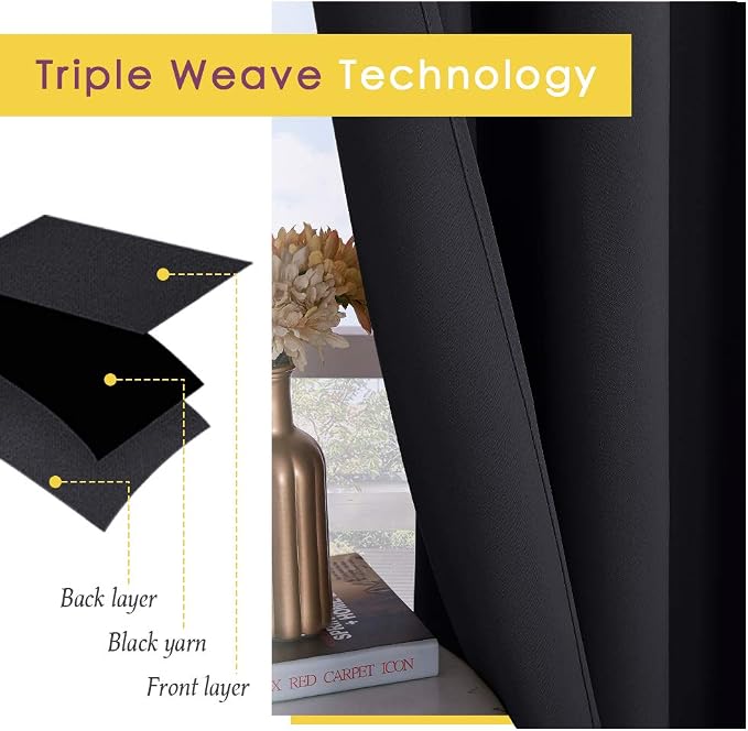 NICETOWN Blackout Draperies Window Curtain Panels, Autumn/Winter Thermal - Image 4