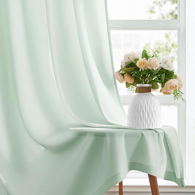 HOMEIDEAS Non-See-Through Sage Green Privacy Sheer Curtains, 30 X 36 Inches - Image 6