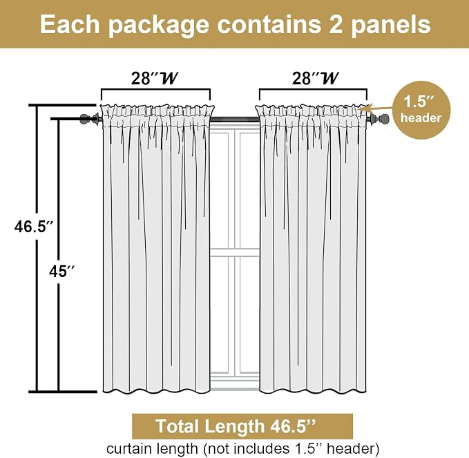 Lecloud Leia Charcoal Grey Sheer Curtains 45 Inch Length 2 Panels, Elegant - Image 3