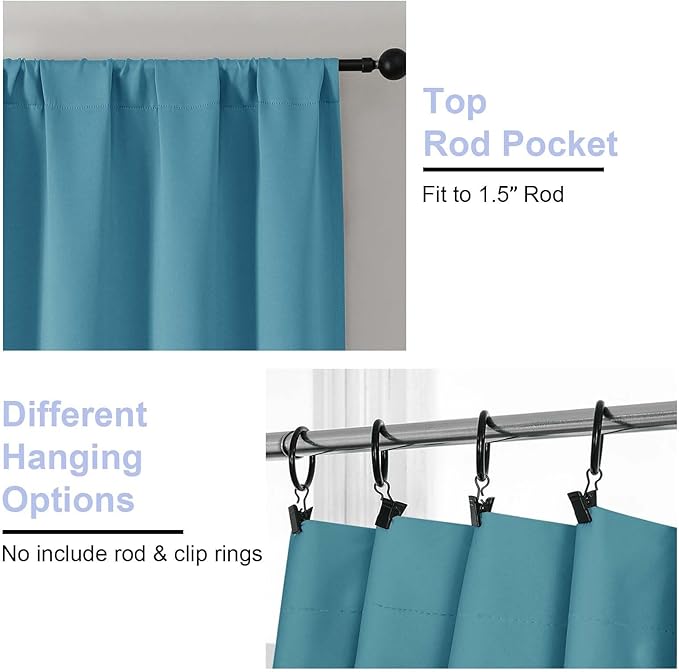 Simplebrand Ava Turquoise Short Blackout Curtains - Image 4