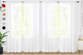 SpaceDresser Sheer White Curtains 4 Panels Rod Pocket Semi-Sheer Curtain 108 by SpaceDresser