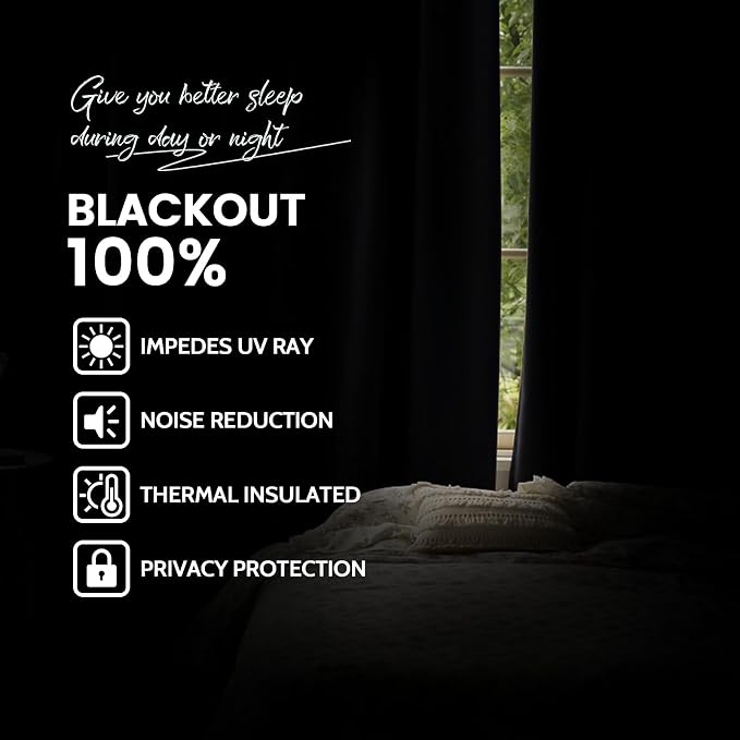 Yakamok Room Darkening 100% Blackout Curtains Grommet Window Treatments - Image 2
