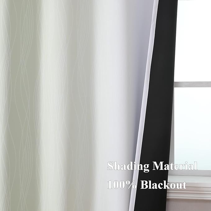 Estelar Textiler Sage Green and Greyish White Blackout Curtains 72 Inch Length - Image 5