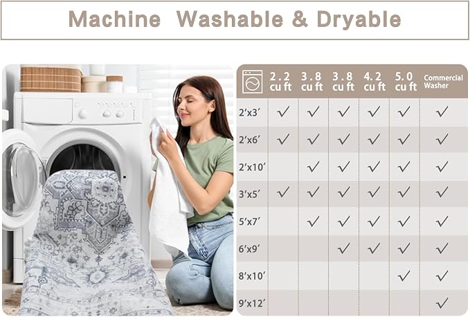 Washable Rugs 8x10 Area Rugs for Living Room, Dining Room, Playroom | Ultra - Image 7