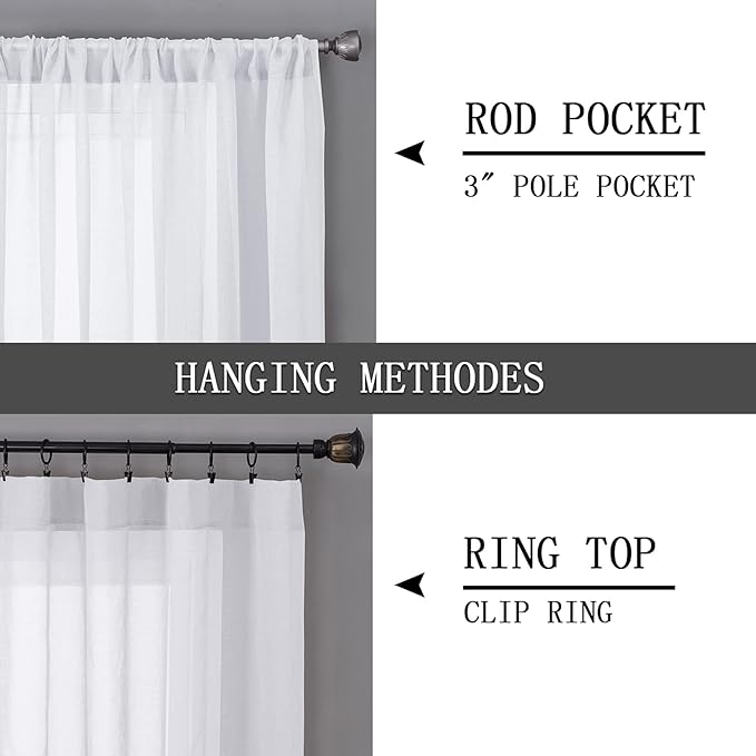 Tollpiz Short Sheer Curtains Linen Textured Bedroom Curtain Sheers Light - Image 5