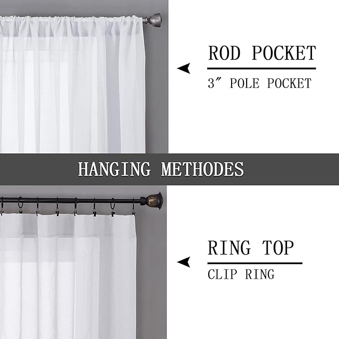 Tollpiz Sheer Tier Curtains Kitchen Linen Textured Half Curtain Sheers Light - Image 5