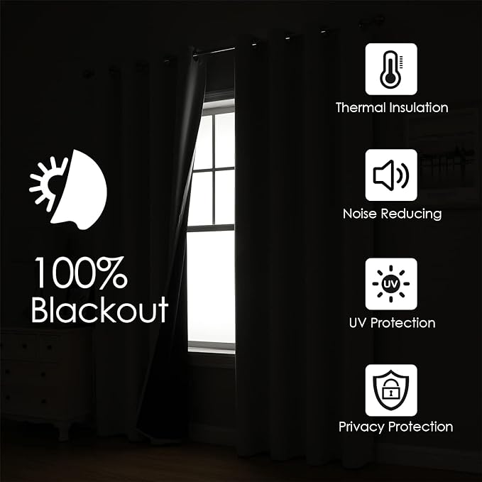 ChrisDowa White 100% Blackout Curtains - Image 2