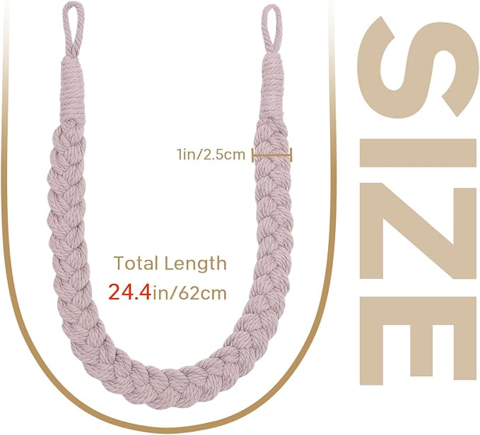 NICEEC 2 Pack Natural Cotton Rope Curtain Tiebacks Elegant Boho Style - Image 3