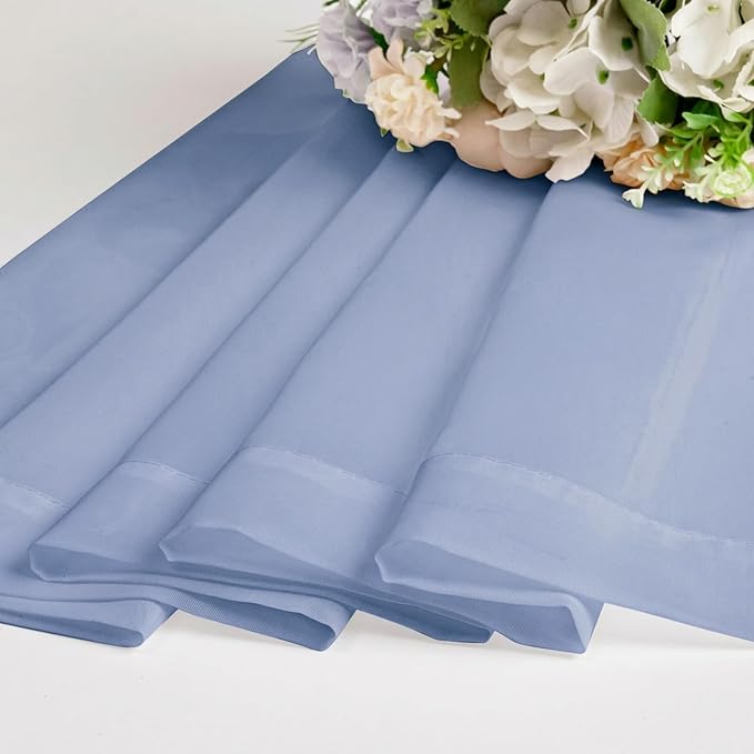 Chyhomenyc Sheer Curtains 63 Inch Length 2 Panels, Denim Blue | Light Filtering - Image 8