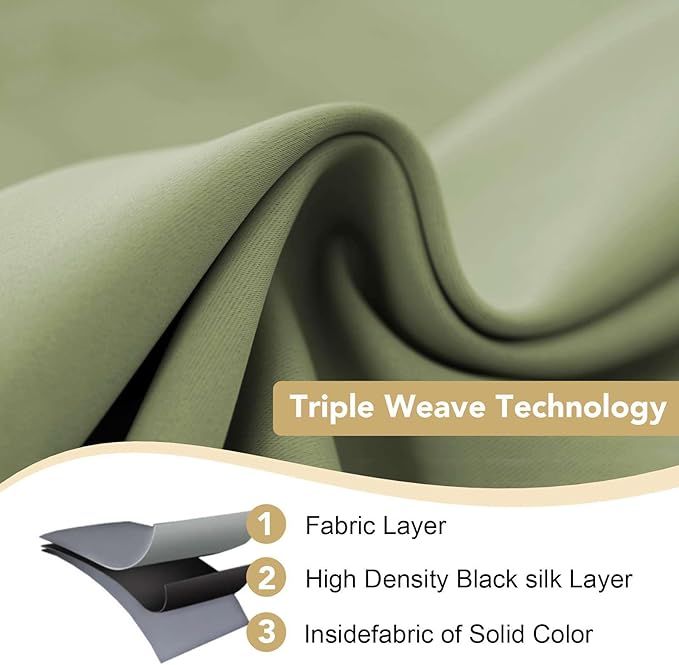 H.VERSAILTEX Window Treatment Blackout Thermal Insulated Room Darkening Solid Grommet Curtains/Drapes for Bedroom (Set of 2 Panels,52 by 63 Inch Long, Sage)