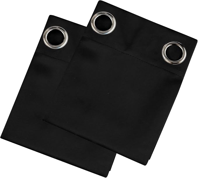 Blackout Curtains 66 x 54 Inch Long Black Curtains Set of 2 Panels Room - Image 9