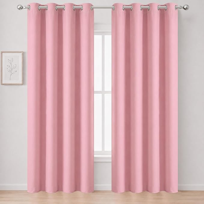 Baby Pink Bedroom Blackout Curtains/52 x 84 Inch Long/Set of 2 Curtain by Lemomo
