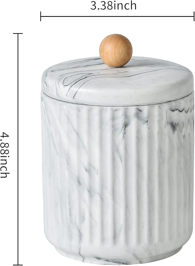 Bathroom Canister with Lid Qtip Holder Dispenser Jar Storage Organizer for Bathroom, Bedroom, Vanity, Kitchen Cabinet