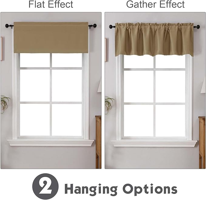 Chyhomenyc Taupe Valances for Window, Room Darkening Short Curtains for Kitchen - Image 2