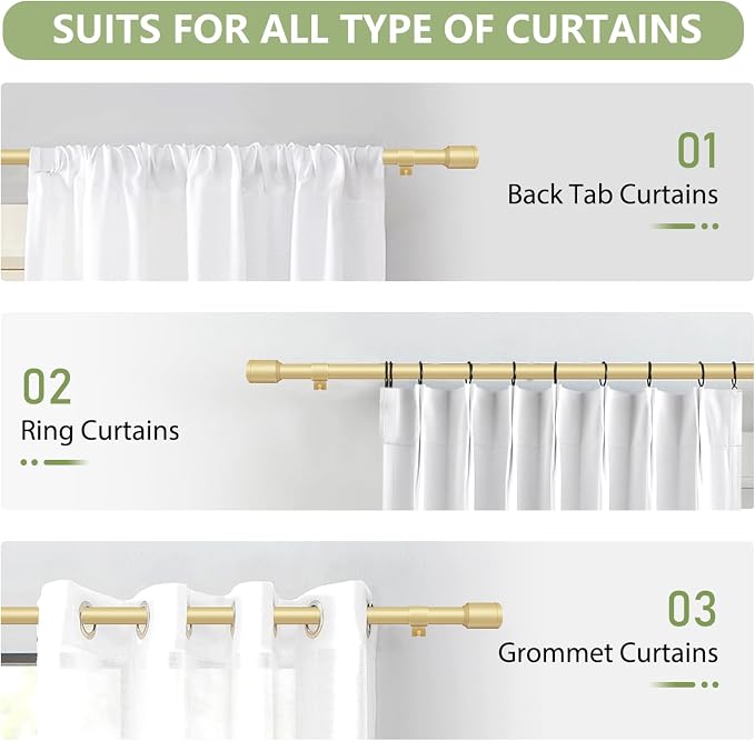 5/8” Diameter Curtain Rods 30-120 Inch, - Image 7