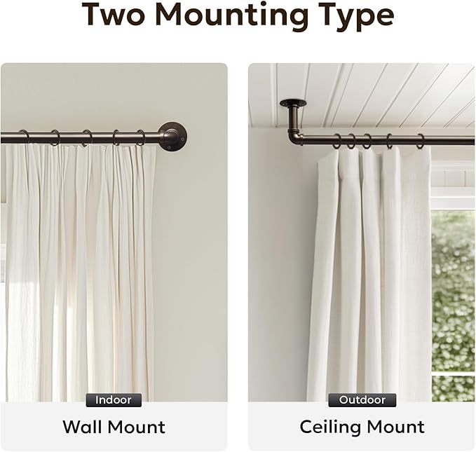 Zeerobee Curtain Rods for Windows 66 to 120, 1 Inch Industrial Wrap Around - Image 5