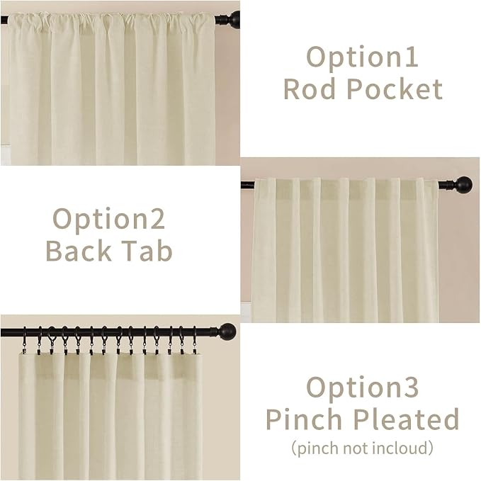 Joydeco Linen Curtains 108 Inch Length 2 Panel Sets, Light Filtering Curtains - Image 3