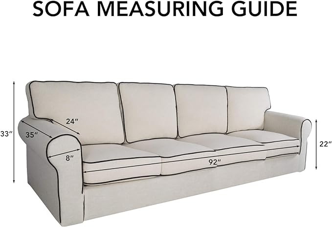 PureFit Stretch Couch Covers for Sofa 4 Seater Slipcovers Taupe | 1-Piece Sofa - Image 7