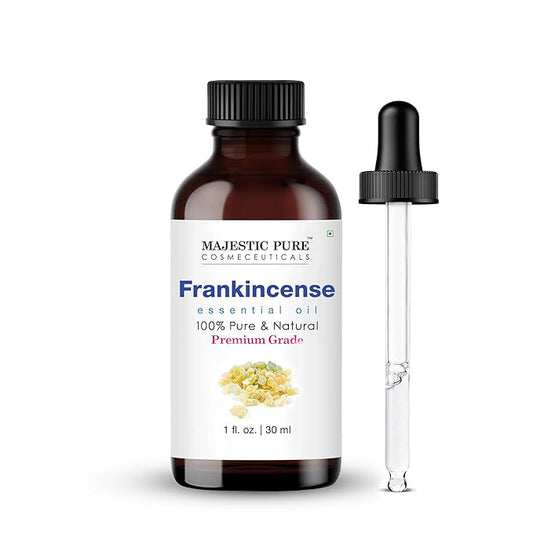 Majestic Pure Frankincense Essential Oil with Glass Dropper - 1 Fl Oz - 100% Pure and Natural Frankincense Oil - Premium Grade Essential Oils for Diffuser, Aromatherapy, Soap and Candle Making