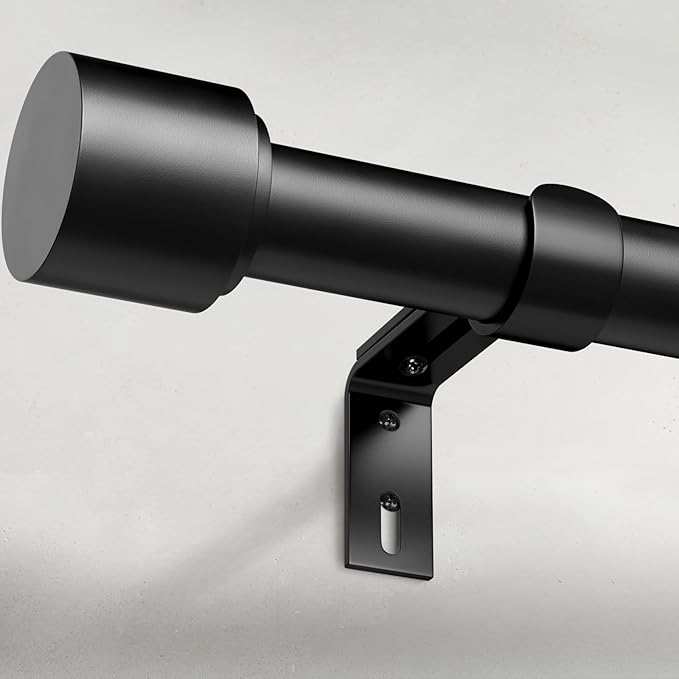 GEEBOBO Black Curtain Rods for Windows 120 to 240 Inch, 1 Inch Extra Long Heavy by GEEBOBO
