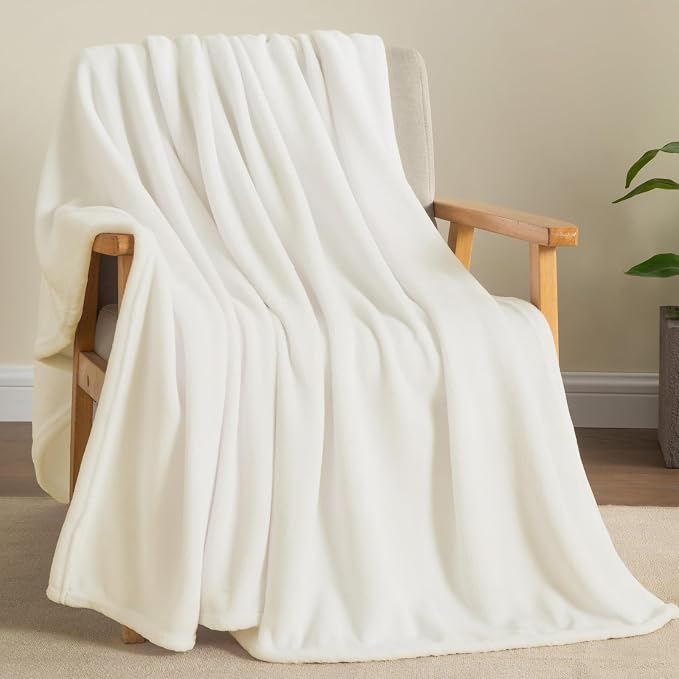 BEDELITE Fleece Blanket Twin Size Cream Throw Blankets - Image 2