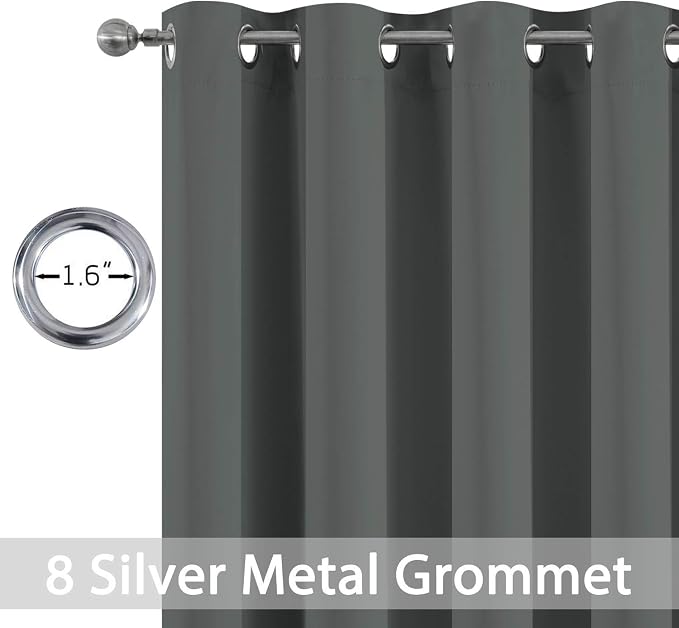 Yakamok Room Darkening Curtains 52x54 inch Length Dark Grey-Living Room | 2 - Image 3