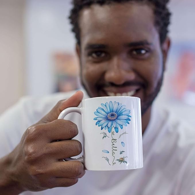 Adorable Gerbera Daisy Flower Mug, Customized Flower Themed Cup With Name, Novelty Daisy Flower Accent Mug 11oz 15oz, Custom Daisy Lover Coffee Cup, Personalized Flower Mug For Birthday