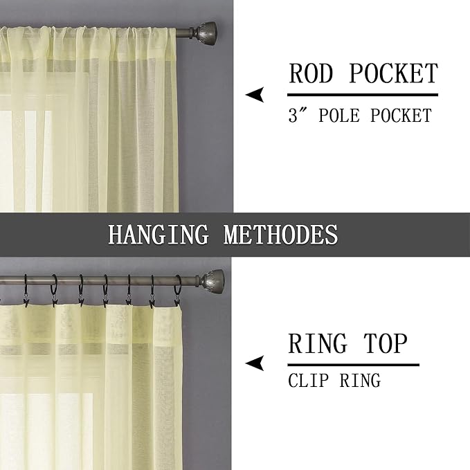 Tollpiz Sheer Curtain Linen Textured Living Room Curtains Sheer Light Filtering - Image 5