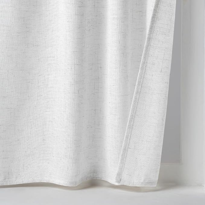 MIULEE White Curtains 36 Inch Length 2 Panels, Soft Thick Linen Textured Semi - Image 7