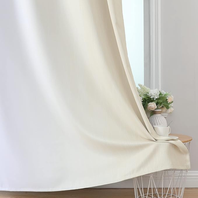 Estelar Textiler Beige and Greyish White Ombre Blackout Curtains 63 Inches - Image 6