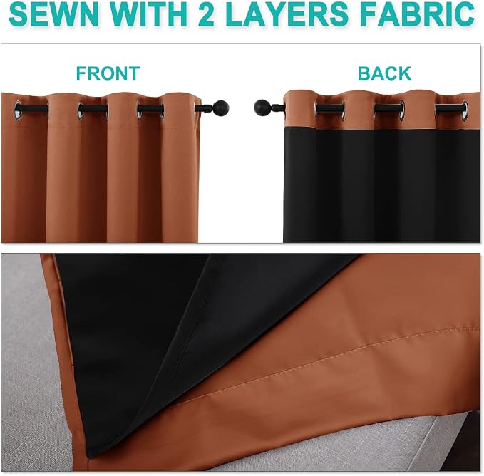 NICETOWN 100% Blackout Curtains 57 inches Long, Double-Deck Completely Blackout - Image 5