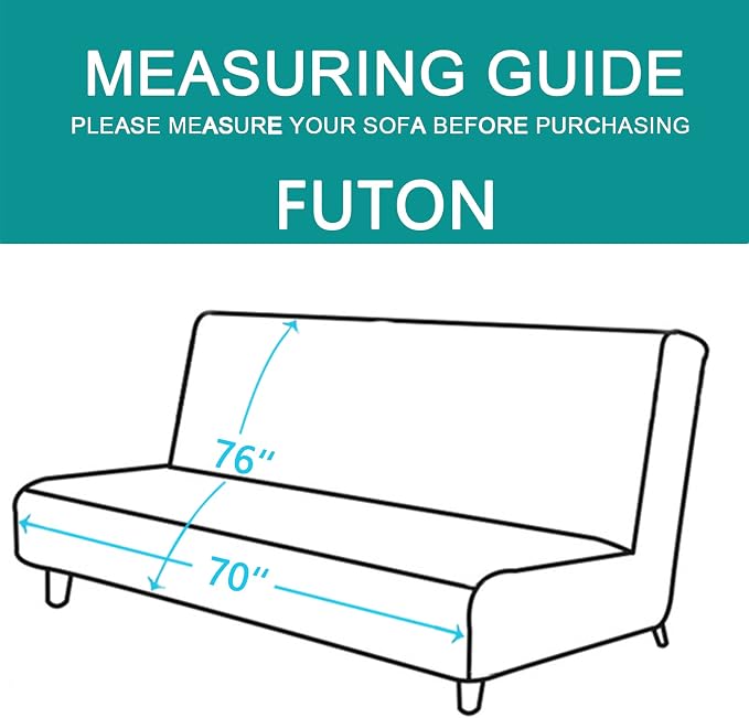 U-NICE HOME Futon Sofa Covers 68''Armless Couch Cover, Huntergreen/Sage | - Image 4