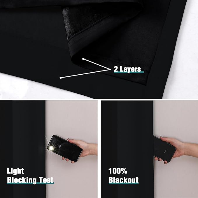 ChrisDowa 100% Blackout Curtains 108 inch Long - Image 4