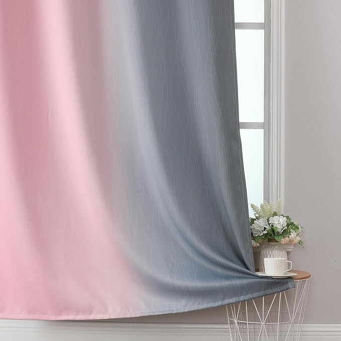 Estelar Textiler Pink and Grey Blackout Curtains 108 Inches Long, Thermal - Image 6