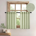 MIULEE Sage Green Kitchen Curtains 24 Inch Length 2 Panels, Soft Thick Linen by MIULEE