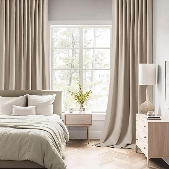 MIULEE Taupe Back Tab Blackout Curtains 52x108 Inch Long 2 Panels Set | Rod - Image 2