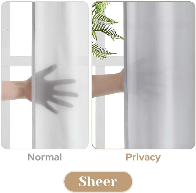 HOMEIDEAS Non-See-Through Light Grey Privacy Sheer Curtains, 52 X 96 Inches - Image 3