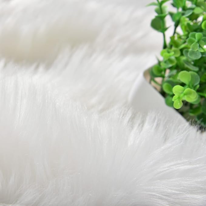 Goolela White Faux Sheepskin Fur Rug 2x6 Fluffy Fuzzy Furry Runner - Image 7