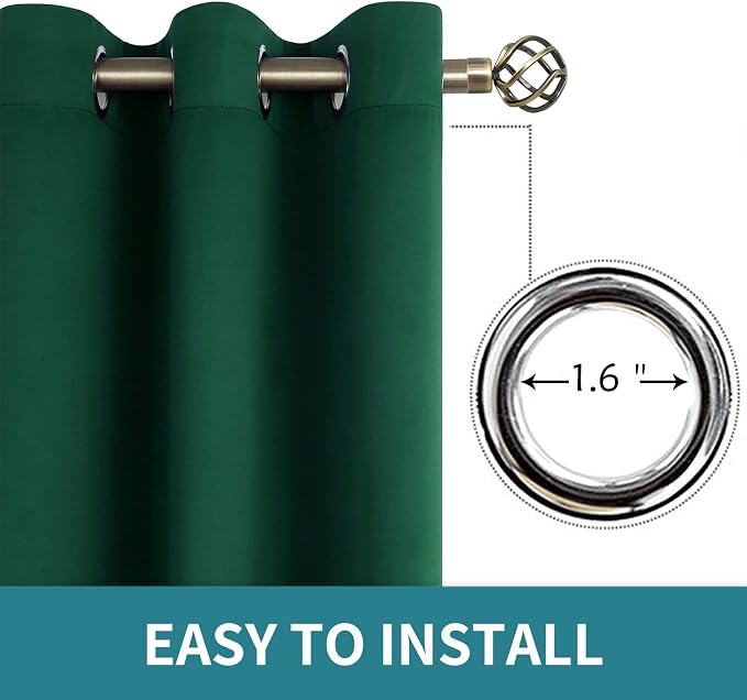 BGment Green Blackout Curtains 72 Inch Length 2 Panels Set, Grommet Thermal - Image 5