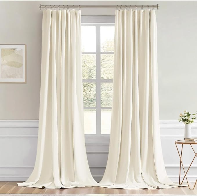 MIULEE Birch Back Tab Blackout Curtains 52x120 Inch Long 2 Panels Set | Rod - Image 9