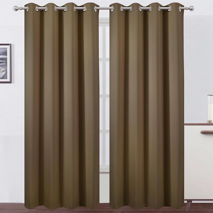 Blackout Curtains 66 x 84 inch/Brown Curtains Set of 2 Panels/Thermal Insulated by Lemomo