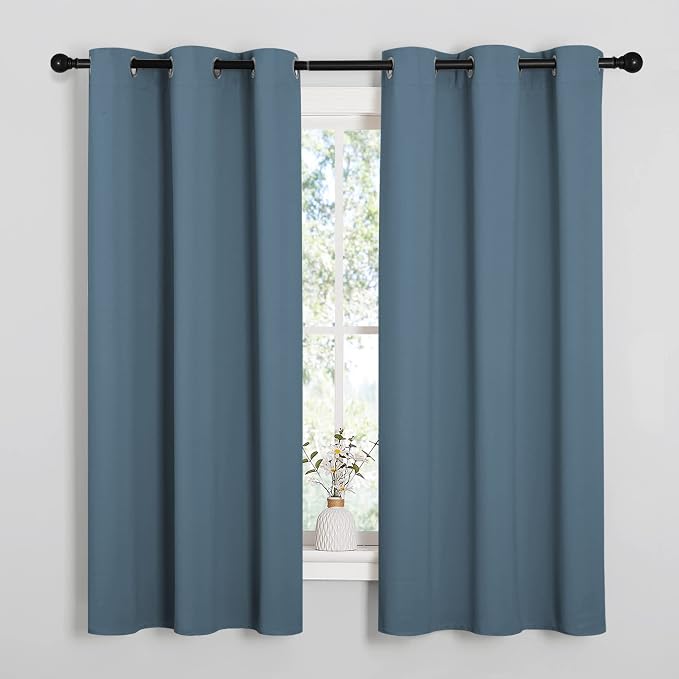 NICETOWN Smoky Blue Blackout Curtains 63 inches Length by NICETOWN