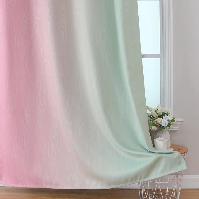 Estelar Textiler Sage and Pink Blackout Curtains - Image 6