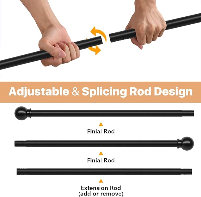 Curtain Rods for Windows 48 to 88, Heavy Duty 5/8 Diameter Curtain Rod Set - Image 2