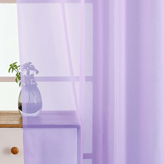 Window Sheer Curtains 54 inch Length, Soft Airy Light Filtering Sheer Curtain 2 - Image 5