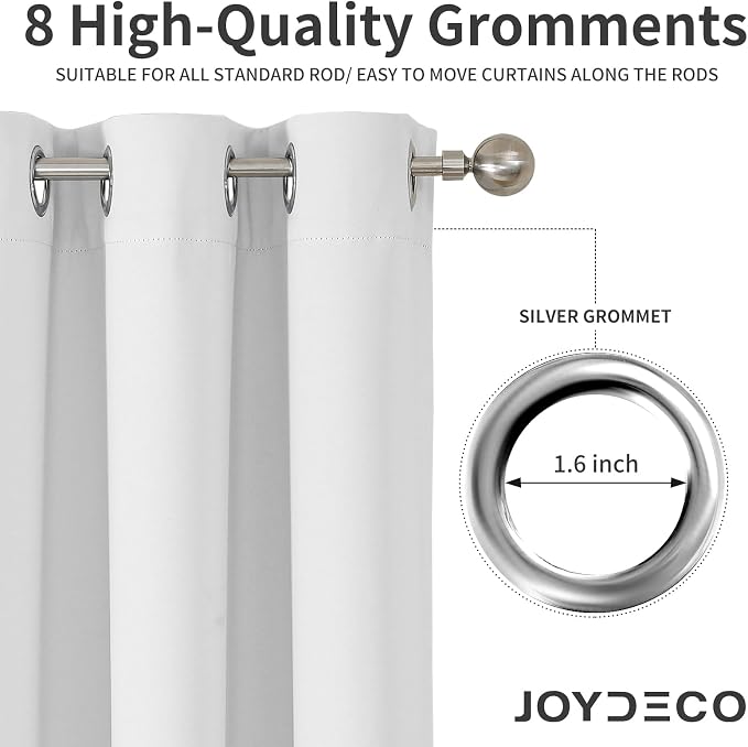 Joydeco 60% Blackout White Curtains 84 Inch Length 2 Panels, Thermal Insulated - Image 4