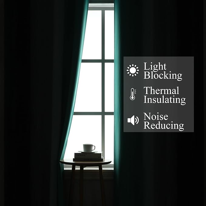 Estelar Textiler Navy Blue and Teal Blackout Curtains 63 Inch Length 2 Panels - Image 3