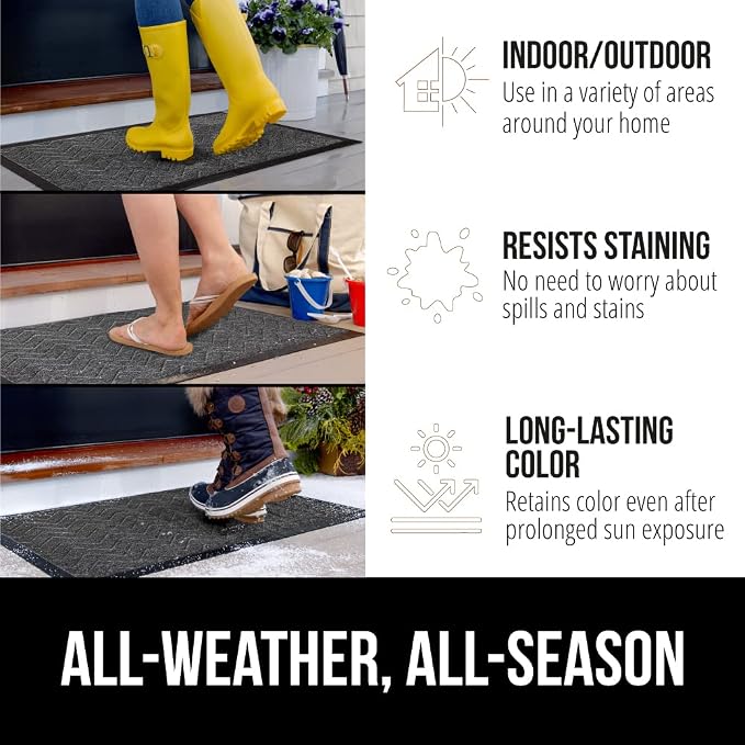 GORILLA GRIP 100% Waterproof All-Season WeatherMAX Doormat, Durable Natural - Image 3