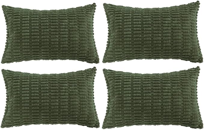 Fancy Homi 4 Packs Boho Olive Green Decorative Throw Pillow Covers 12x20 Inch by Fancy+Homi